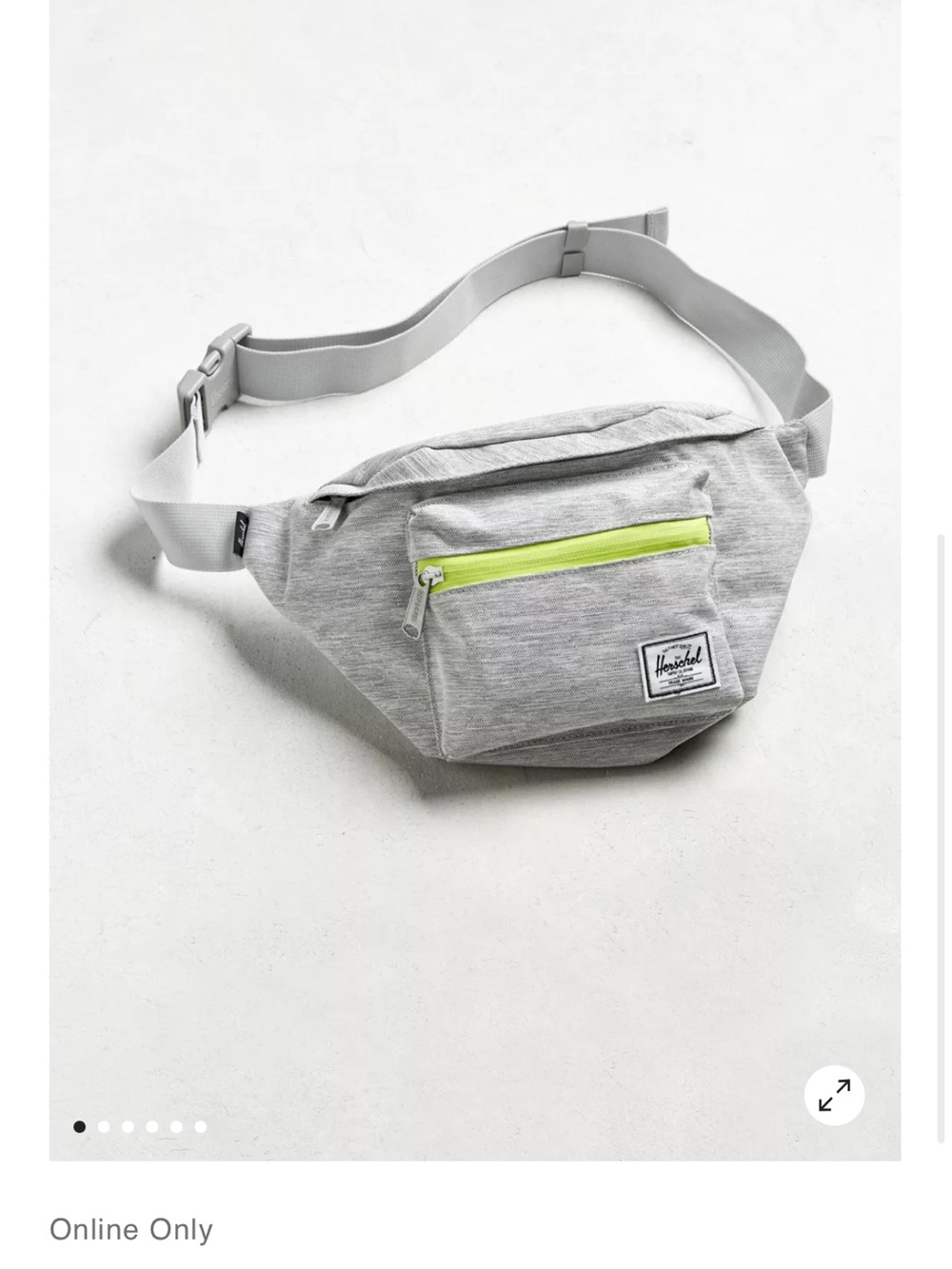 Herschel Supply Company Light Gray Waist Bag with Neon Yellow Zipper